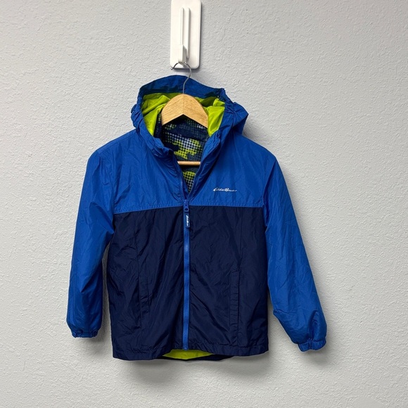 Eddie Bauer Kids M (10-12) 3 in 1 Jacket w Green Lining, Glove Snaps, Like New - Picture 1 of 12
